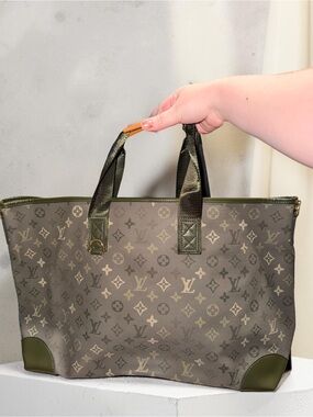 Olive Green monogram Tote Bag - dust bag included